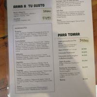 Menu at Pandia's Kitchen in Santiago