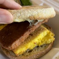 Omni pork, just egg, vegan jalapeño cheese sliders  at Green Salmon Coffee and Tea House in Yachats