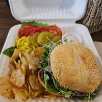 Impossible burger at Green Salmon Coffee and Tea House in Yachats