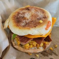 Breakfast sliders with bacon at Green Salmon Coffee and Tea House in Yachats