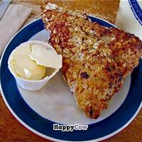 The puffy vegan breakfast scone at The Green Salmon at Green Salmon Coffee and Tea House in Yachats