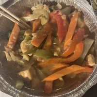 Peanut butter tofu with veggies   at Restaurant Lotus Sélect in Quebec