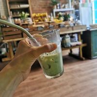 Iced matcha latte at Organic Deli Cafe in Oxford