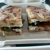 Veggie focaccia sandwich  at Ahonui in Kahului