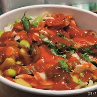 Spicy sauce at Green Bowl in Genoa