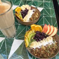 Sea moss smoothie, acai bowl, and match bowl  at Seaside Juicery in 