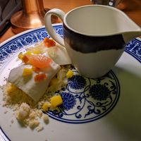 Mango with coconut, almond crumble and sago pearls at Jun's in Dubai