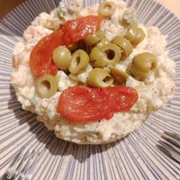 Ensaladilla rusa, muy suave. at La Vegana Taperia Playa in Torre Del Mar