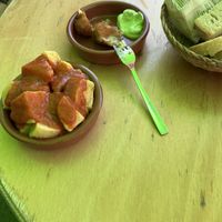 Patatas bravas and croquettes   at La Vegana Taperia Playa in Torre Del Mar