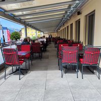 Terrace in upper floor at Cafe Restaurant Engel Asian & Local in Vaduz