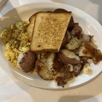 Country breakfast with tofu and veg sausage  at Chocolate Maven Bakery and Cafe in Santa Fe