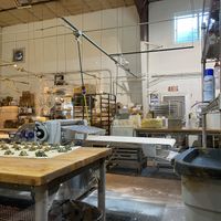 Bakery production area  at Chocolate Maven Bakery and Cafe in Santa Fe