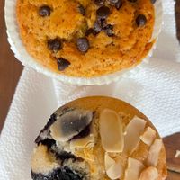 Vegan ace muffin and vegan blueberry and almond muffinns  at Pasticceria GenuinaMente in Padua