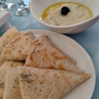 Garlic dip with pita at Santorini Greek Restaurant Kuta in Kuta