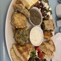 vegetarian platter !! (Good to go for two ppl/plate - filling)   at Santorini Greek Restaurant Kuta in Kuta