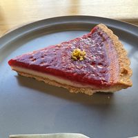 Vegan raspberry yogurt tart  at Musubi Sweets Factory  in Kyoto