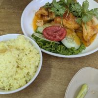 Fried tofu + tomato sauce + rice at Quan Chay Phap Hoa in Hoi An