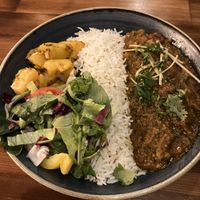 Eggplant with onions and tomatoes. Unexpected spicy!  at Madam Chutney in Munich