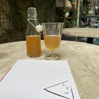 Homemade Gingerale in the garden  at Musubu Cafe in Porto