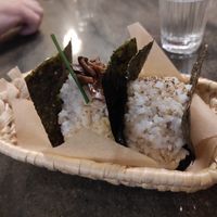 Rice balls with funghi at Musubu Cafe in Porto