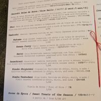 Menu part one at Musubu Cafe in Porto