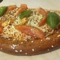 Brizza ( pizza on a Brazel pastary) at Cafe Romantic in Heidelberg