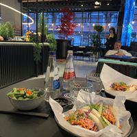 Oyster mushroom bao bun and edamame beans side.   at Bao Bun Latvia in Riga