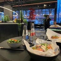 Oyster mushroom bao bun and edamame beans side.   at Bao Bun Latvia in Riga