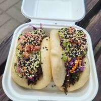 Vegan bao bun with oyster mushrooms at Bao Bun Latvia in Riga