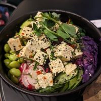 Tofu poke bowl at Bao Bun Latvia in Riga