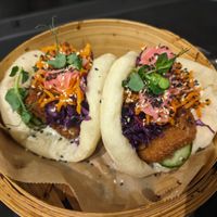 Crunchy tofu bao burger at Bao Bun Latvia in Riga