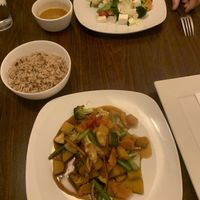 Pumpkin curry and steamed veg with tofu  at Chakra  in New York City