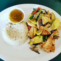 tofu wok at East West Cafe in Sebastopol
