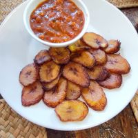 Alocó plátano macho maduro frito acompañado de la deliciosa salsa de la casa at El Rincon de Mama Eva in Rivas-vaciamadrid