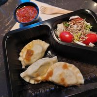 3 pirogi with small salad & tomato sauce to go (6.90€) at Polish Dainty in Berlin