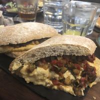 vegan ciabatta (hummus and roasted vegetables)   at Deacon's House Cafe in Edinburgh