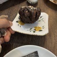 Vegan chocolate and peanut butter cup (was nice but super dry, very crunchy)   at Deacon's House Cafe in Edinburgh