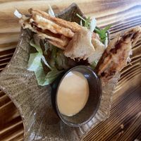 Sweet potato pancake with chili-„mayo“-dip  at Cobami in Darmstadt