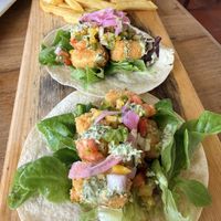 Tofu Tacos with fries   at Round House in Bathsheba