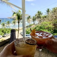 Dark & Stormy and Low Tide cocktails   at Round House in Bathsheba