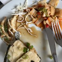 Gyozas, kimchi and fried tofu   at Nava Sushi in Scarborough