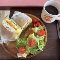 Eggless sandwich, 12000 won + black coffee  at Cafe ohh good thing - 오굳띵 in Busan