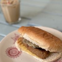 Vegan breakfast bap  at Honeystreet Mill Cafe in Pewsey