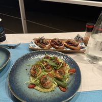 Mushroom scallops and vegan bruschetta    at Tembo Resort in Koh Samui