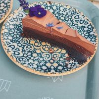 Soft chocolate cake with a layer of chocolate mousse on top, 70 sek. August 10th, 2025. at Tradgardscafe - Slottstradgarden Ulriksdal in Solna