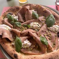 “Mortadella” with pistachio and straciatella  at Zia Pizza in Peschiera Del Garda