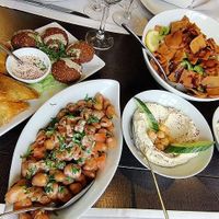 Set of different vegan mezzes at Mawal - Woluwe in Brussels