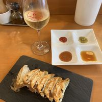 vegan gyoza and champagne   at Champagne and Gyoza Bar - Minota in Tokyo