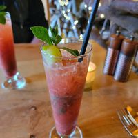 Strawberry mint mocktail at The Treehouse Restaurant in Alnwick