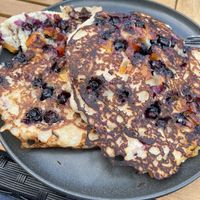 Blueberry orange vegan pancakes  at Breakfast at Victoria's in Holmes Beach